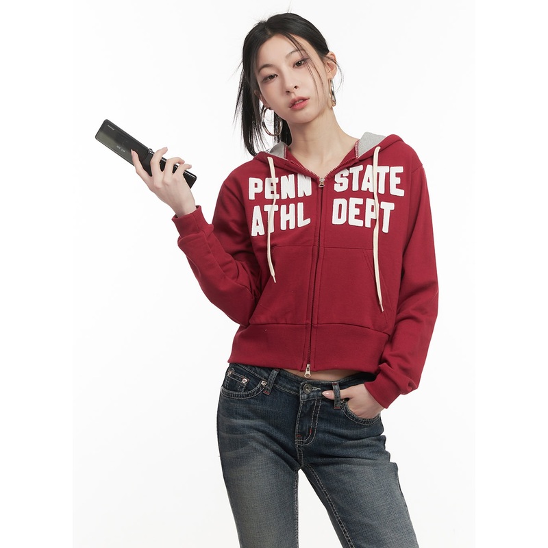 Patchwork Zip-Up Hooded Sweatshirt CF514
