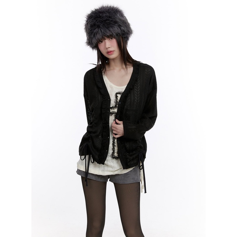 Sheer Knit Buttoned Cardigan CF512
