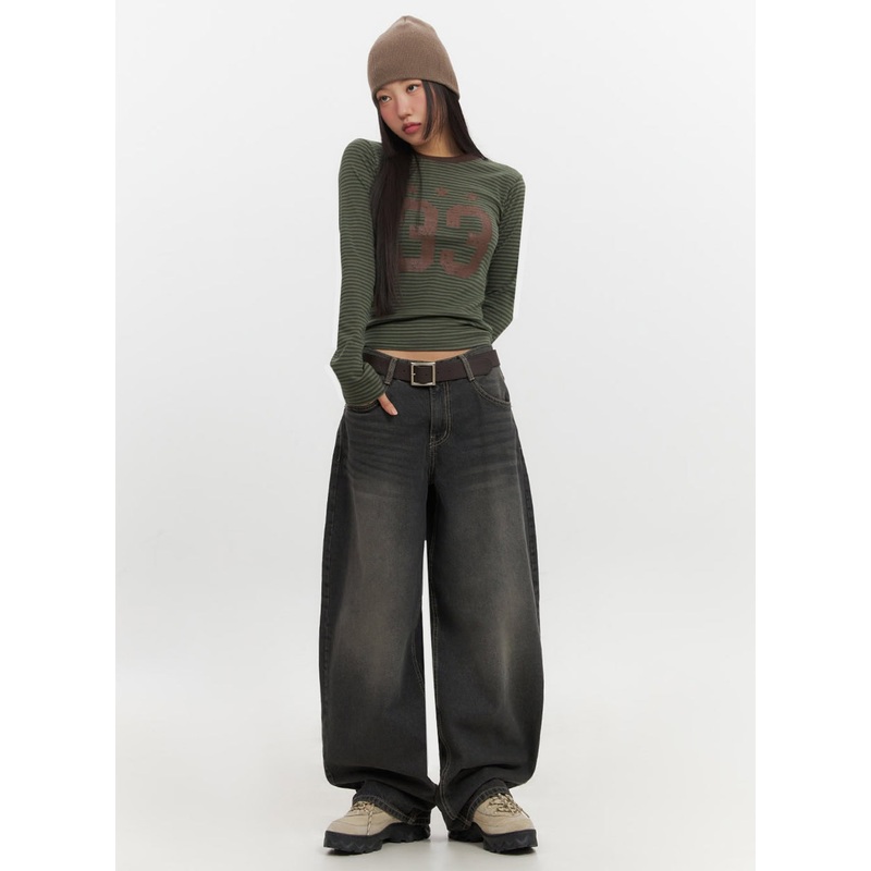 Skyla Washed Wide-Leg Baggy Jeans IF511