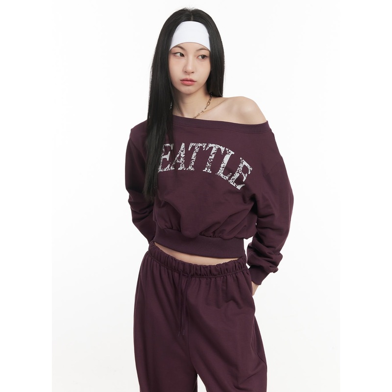 Soft Cotton Graphic Cropped Sweatshirt CF514
