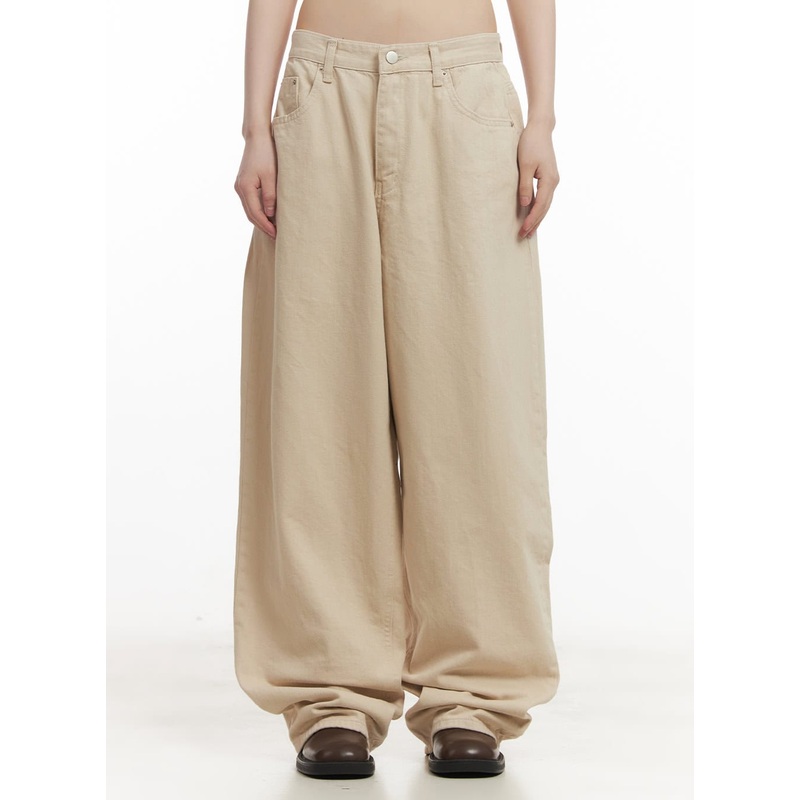 Studded Wide-Fit Cotton Pants CF519