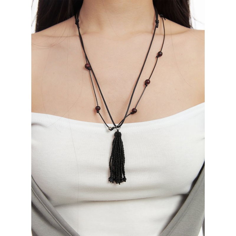 Two way Bijeu Necklace CF520|Black|One Size