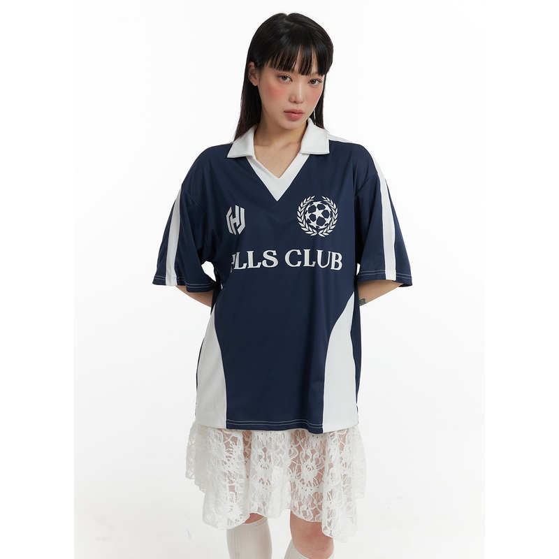 V-Neck Collar Football Jersey Shirt IF423
