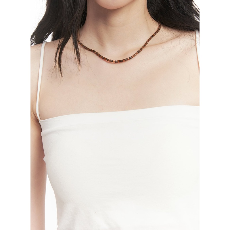 Wooden Beaded Necklace CF513|Dark brown|One Size