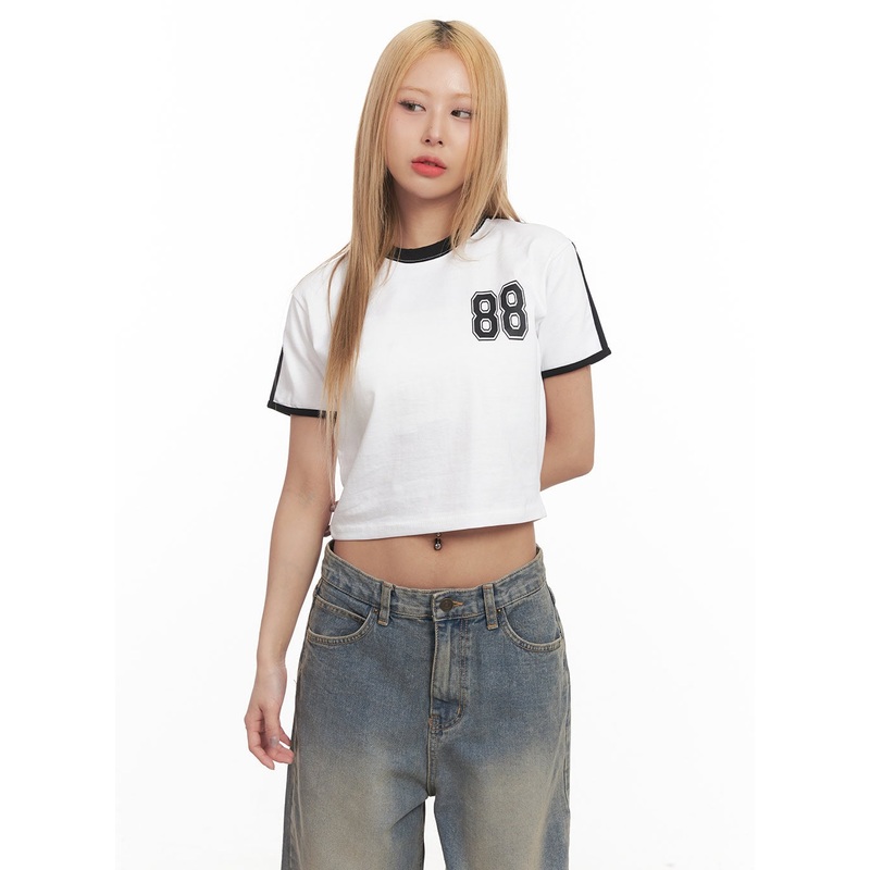 88 Casual Crop Top CM506|Black|White|S/M