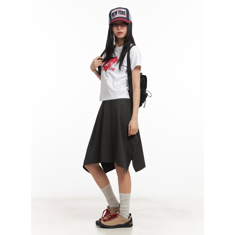 Asymmetric Flared Midi Skirt CM504