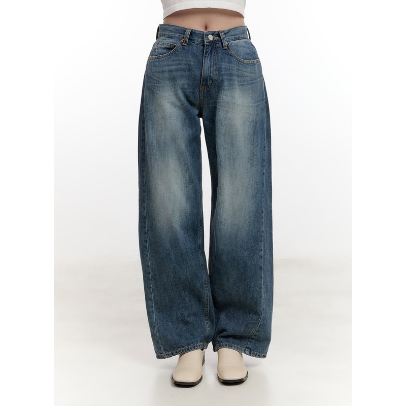 Belle Washed Wide-Leg Jeans CF528