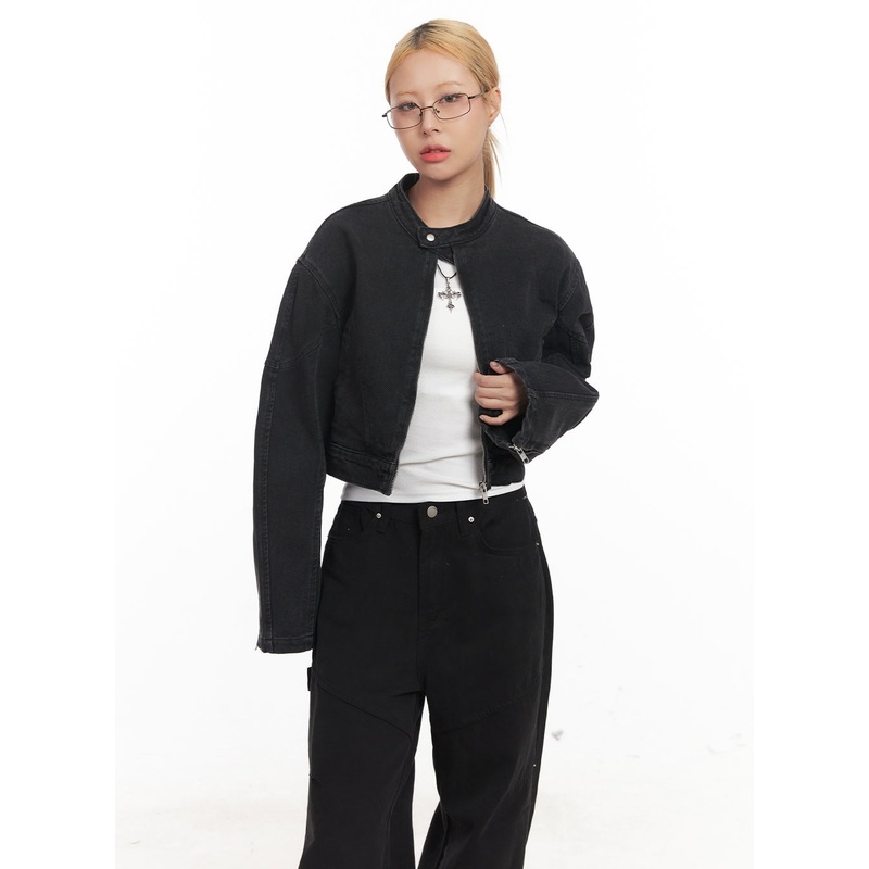 Denim Zip-Up Crop Jacket CM506