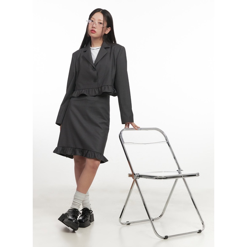 Frill Collared Crop Blazer CF526