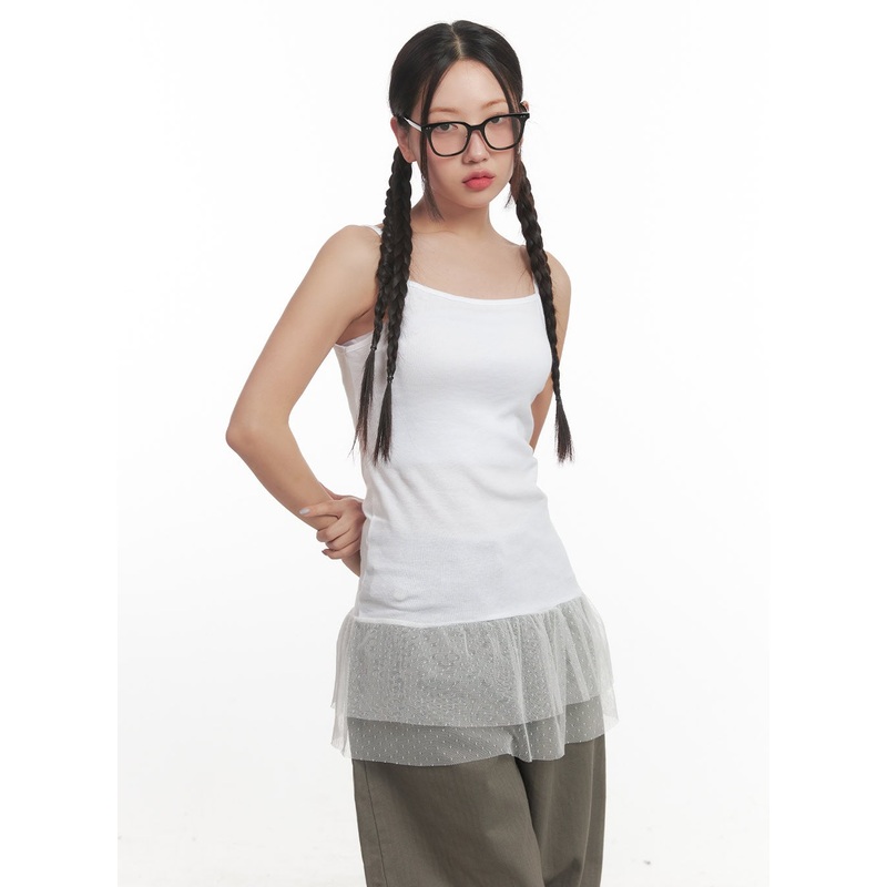 Lace Frill Square-Neck Camisole Top CF526