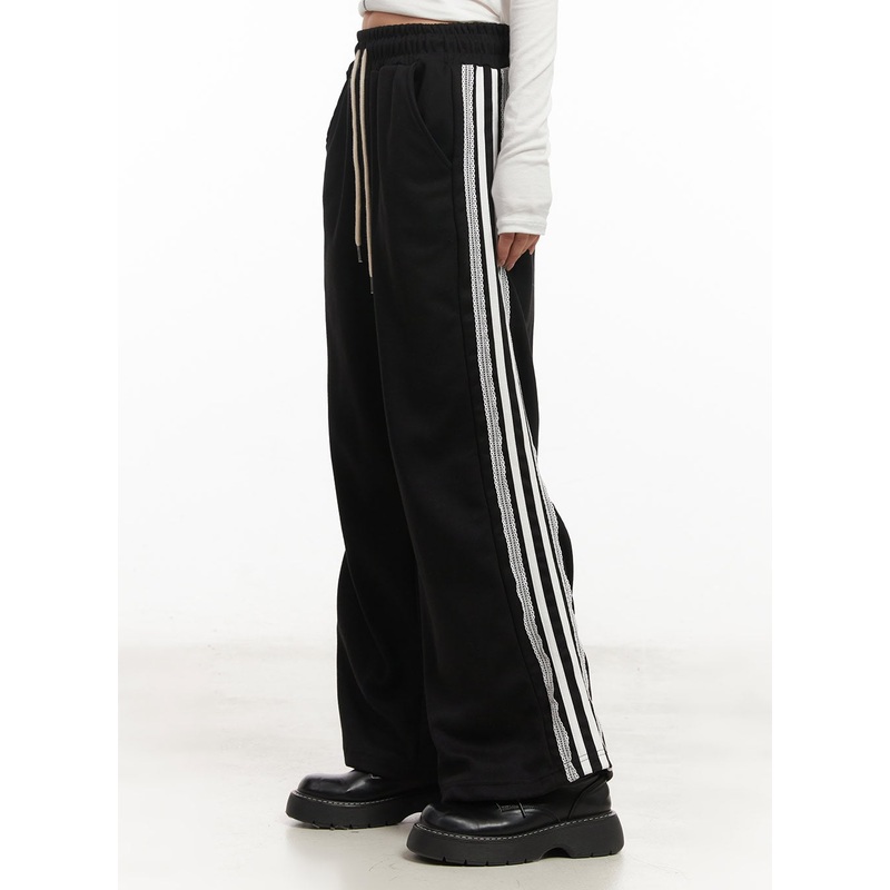 Lace Trim Striped Sweatpants CM504