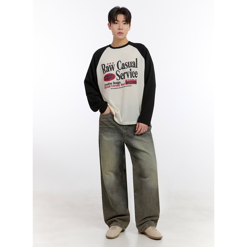 Men’s Washed Wide-Fit Jeans IF528