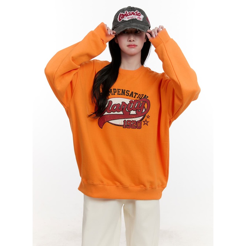 Oversized Long Sleeve Graphic Sweatshirt CF528