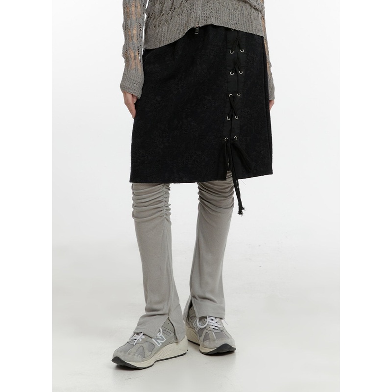 Shirred Solid Flared Leggings CA401