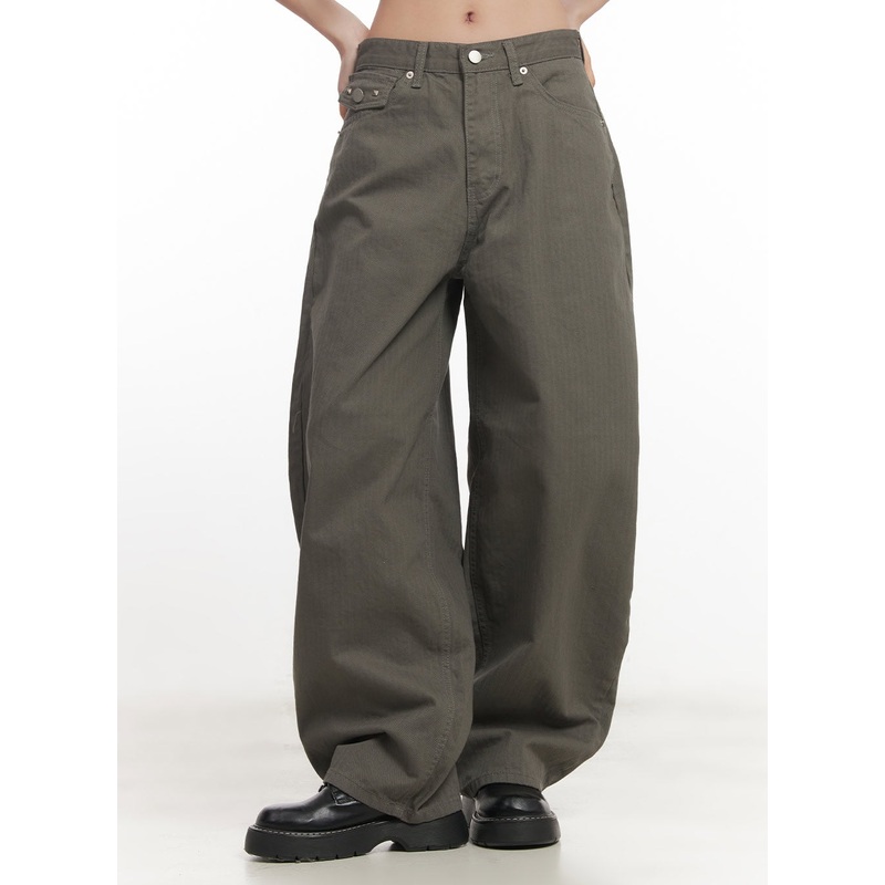 Studded Wide-Fit Cotton Pants CF526