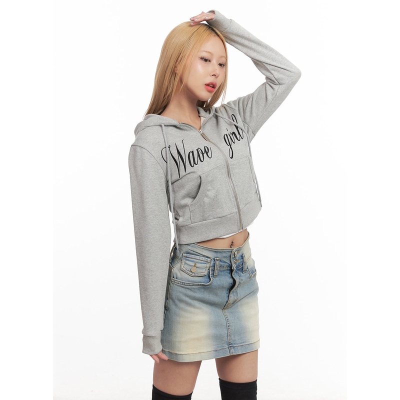Wavegirl Zip-Up Hooded Crop Jacket CM506