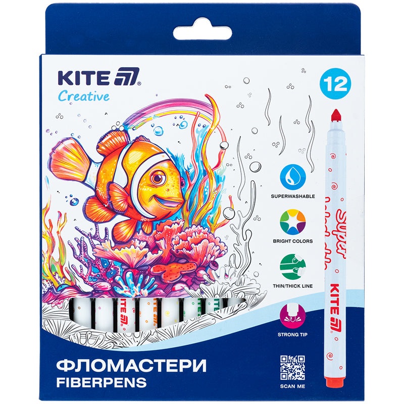 Fiberpens Kite Creative Superwashable K-1152, 12 colors