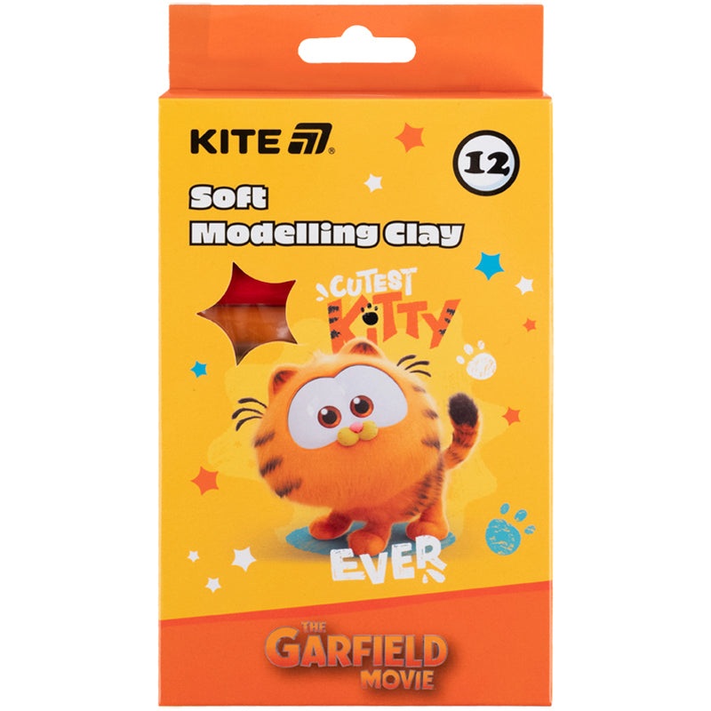 Wax-based modeling clay Kite Garfield GF25-086, 12 colors, 200 g