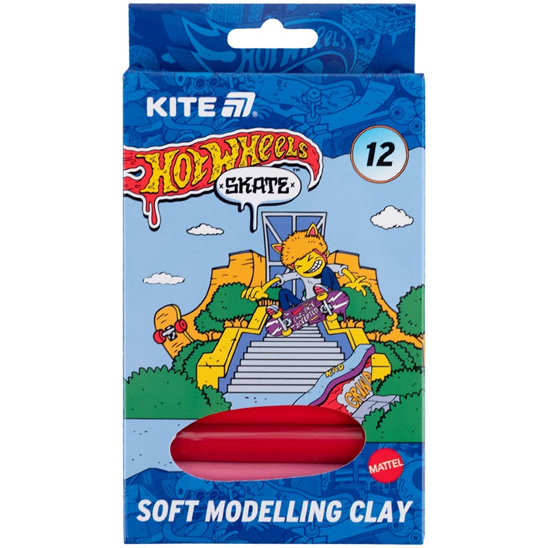 Wax-based modeling clay Kite Hot Wheels HW25-086-2, 12 colors, 200 g