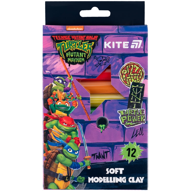 Wax-based modeling clay Kite Ninja Turtles NT25-086, 12 colors, 200 g