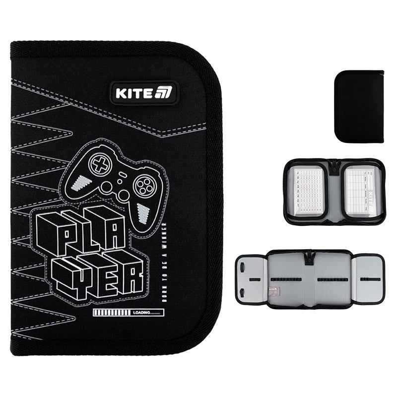 Pencil case without stationery Kite Player K25-622-6, 1 compartment, 2 flaps