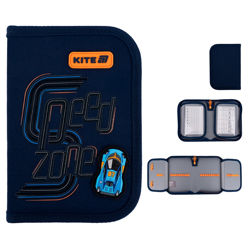 Pencil case without stationery Kite Speed Zone K25-622-4, 1 compartment, 2 flaps