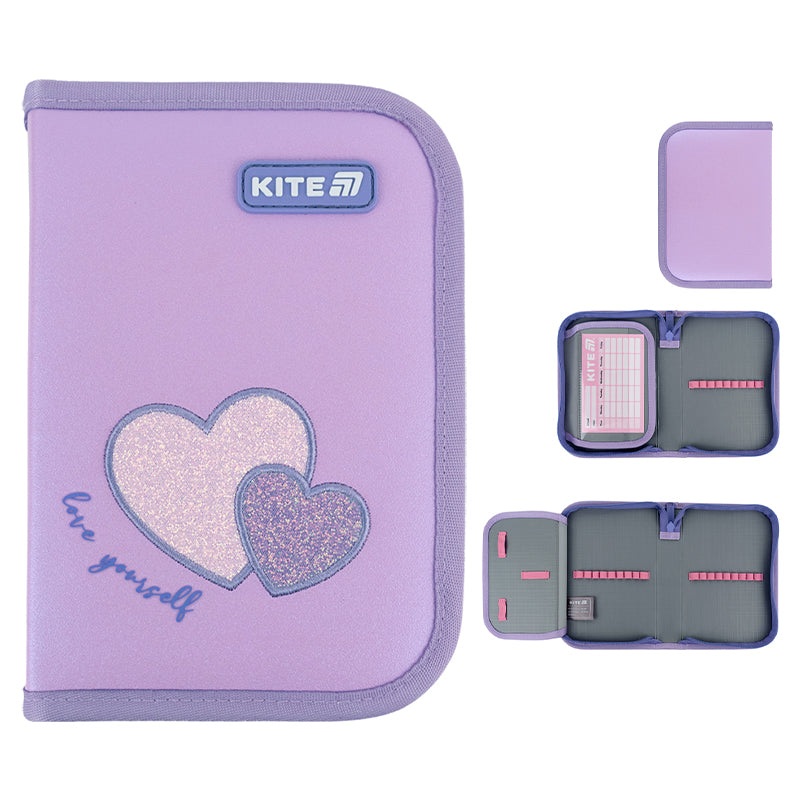 Pencil case without stationery Kite Sweetheart K25-621-1, 1 compartment, 1 flap