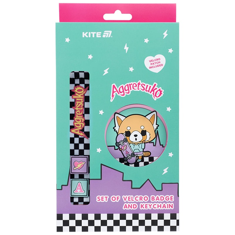 Set of velcro badge and keychain Kite Aggretsuko AR25-3010-1, 2 pcs.