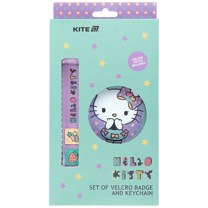 Set of velcro badge and keychain Kite Hello Kitty HK25-3010-1, 2 pcs.