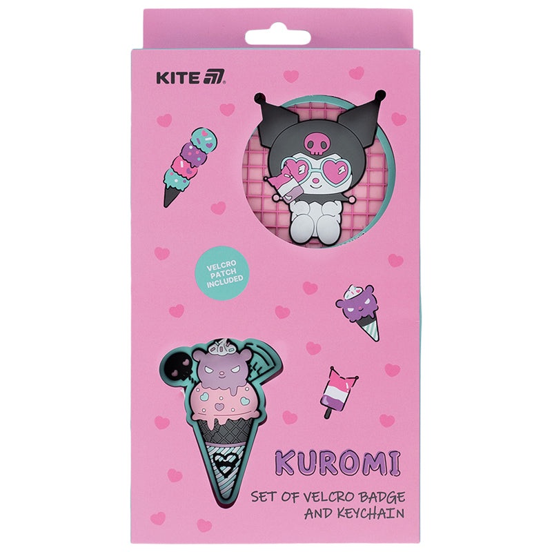 Set of velcro badge and keychain Kite Kuromi HK25-3010-2, 2 pcs.