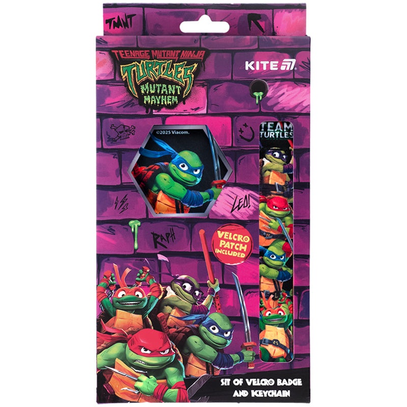 Set of velcro badge and keychain Kite TMNT Mutant Mayhem NT25-3010, 2 pcs.