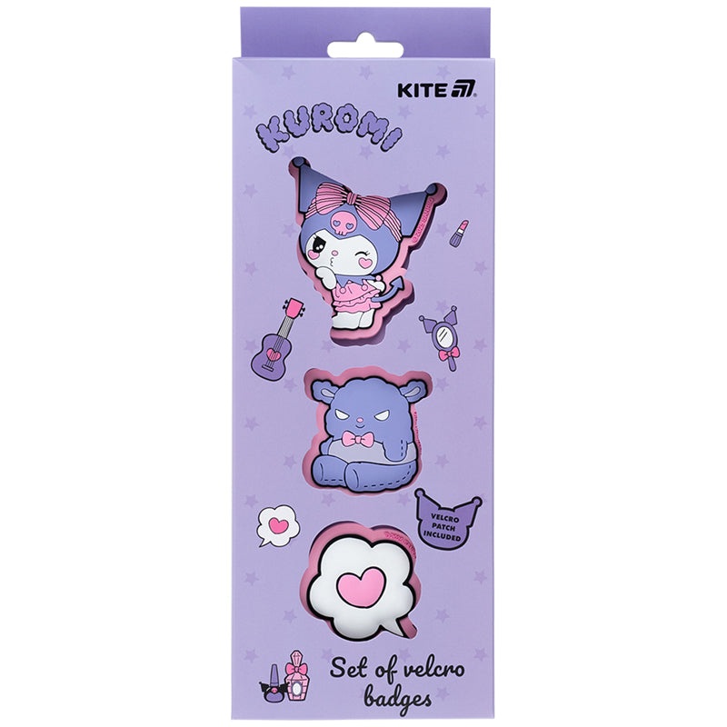 Set of velcro badges Kite Kuromi HK25-3012-1, 3 pcs.