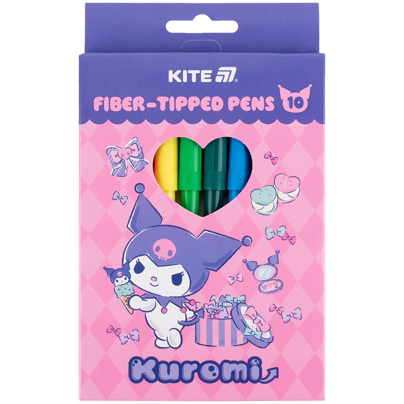 Set of fiber-tipped pens Kite Kuromi HK25-455, 10 colors