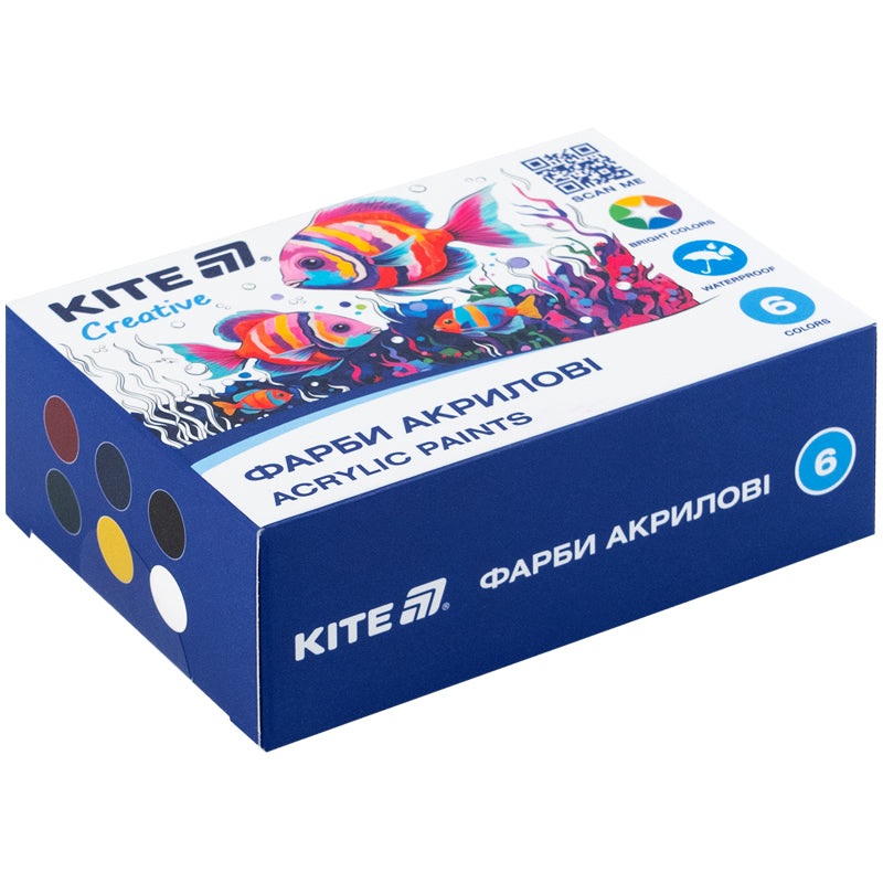 Acrylic paints Kite Creative K-271, 6 colors, 20 ml