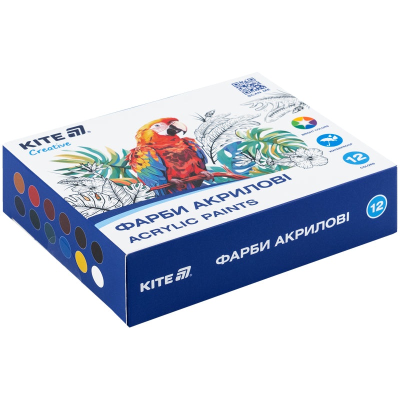 Acrylic paints Kite Creative K-275, 12 colors, 20 ml