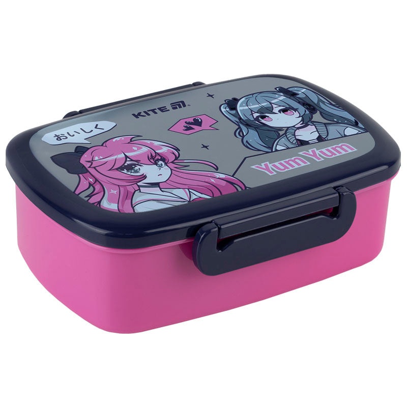 Lunchbox with fork and spoon Kite Anime Girl K25-163-2, 750 ml