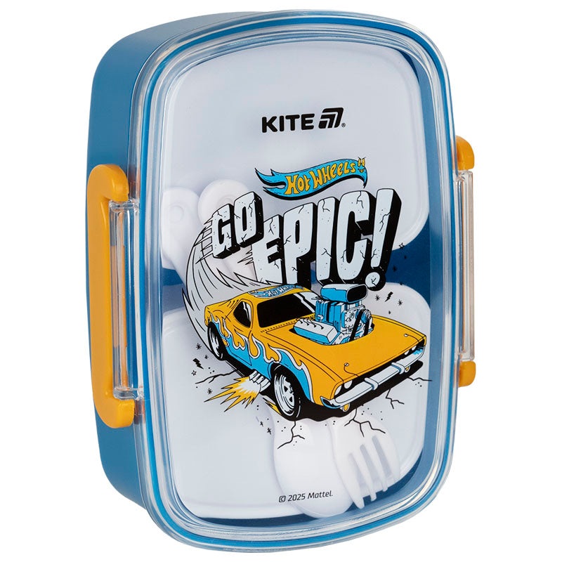 Lunchbox with fork and spoon Kite Hot Wheels HW25-181, 750 ml