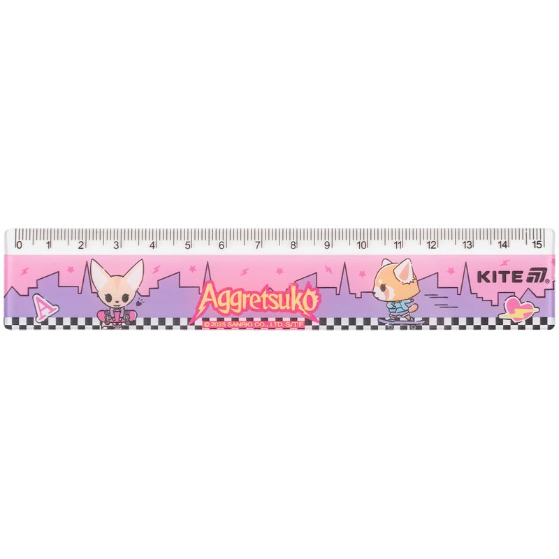 Ruler plastic Kite Aggretsuko AR25-090, 15 cm