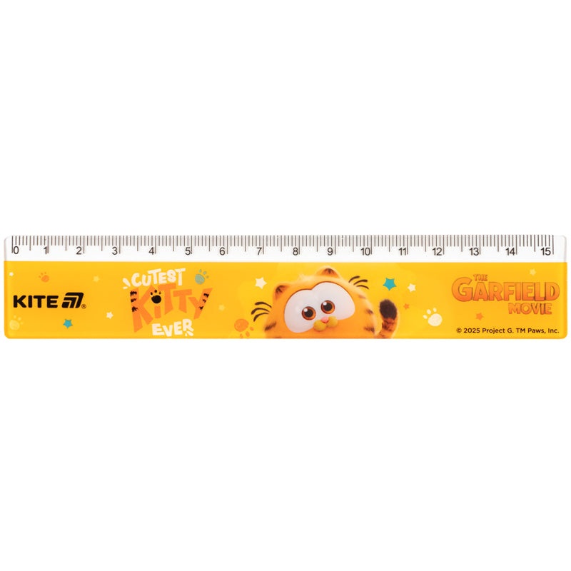 Ruler plastic Kite Garfield GF25-090, 15 cm
