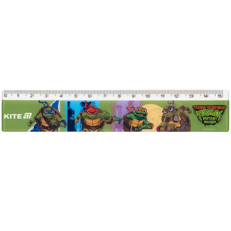 Ruler plastic Kite Ninja Turtles NT25-090, 15 cm
