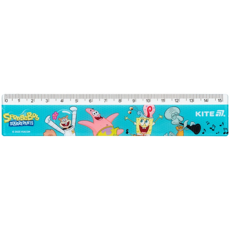 Ruler plastic Kite Sponge Bob SB25-090, 15 cm