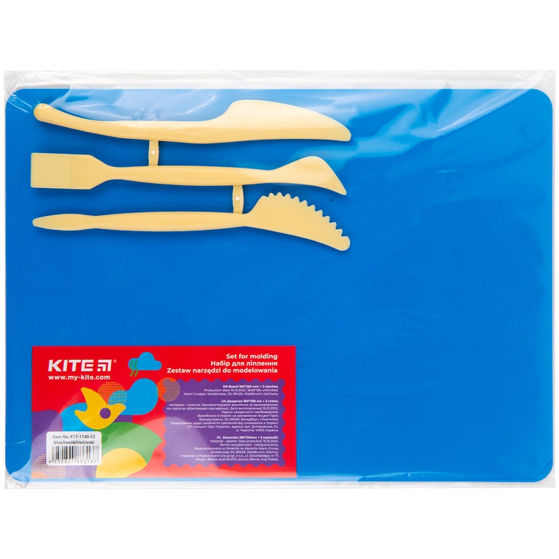 Modeling set Kite K17-1140-02, baseplate and 3 different modeling tools, blue