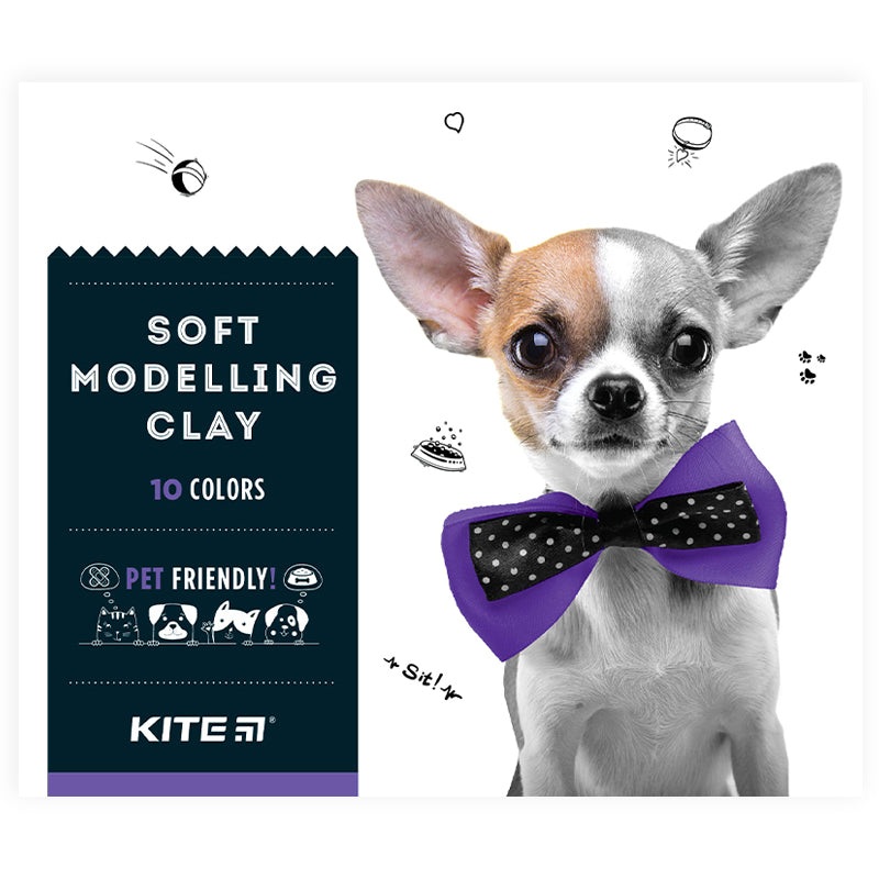Wax-based modeling clay Kite Dogs K22-084, 10 colors, 200 g