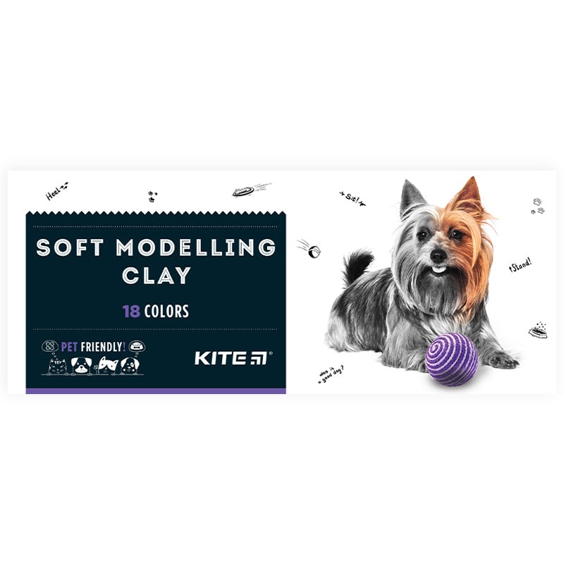Wax-based modeling clay Kite Dogs K22-085, 18 colors, 360 g