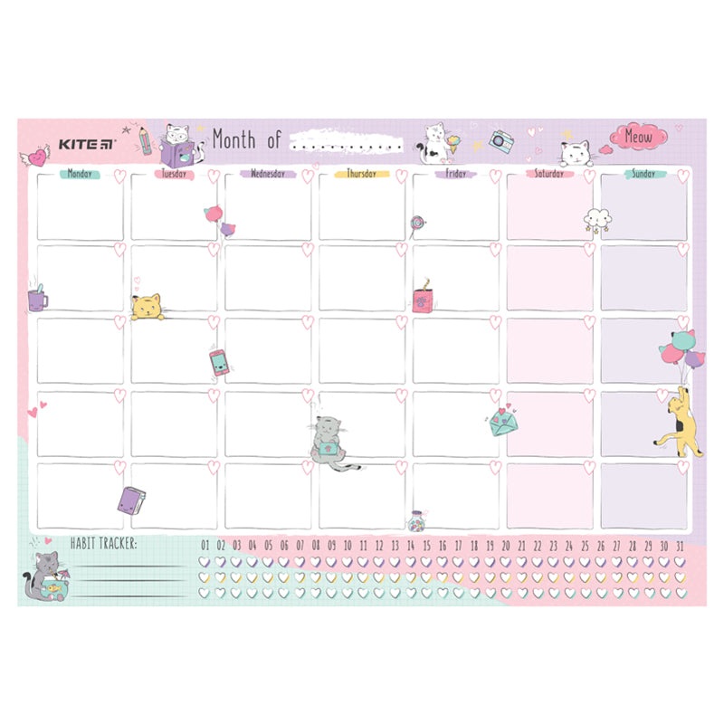 Wall-mounted monthly planner Kite Cats K22-470-2, 3