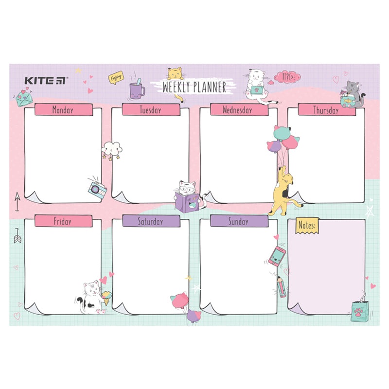 Wall-mounted weekly planner Kite Cats K22-471-2, 4