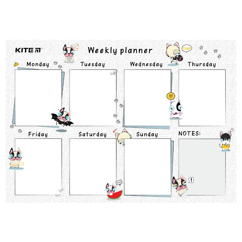 Wall-mounted weekly planner Kite Funny dogs K22-471-3, 4