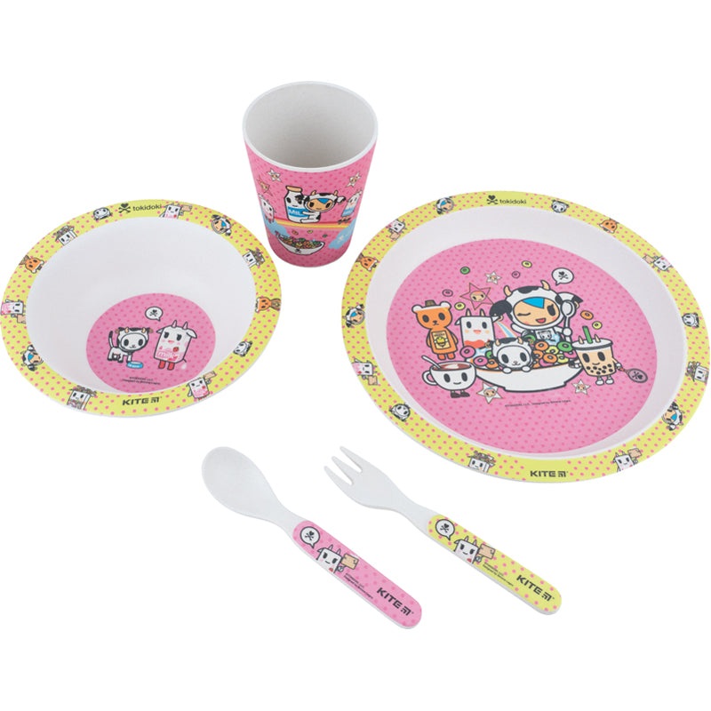 Bamboo fiber picnic set with color box Kite tokidoki TK22-313 (5 pcs)