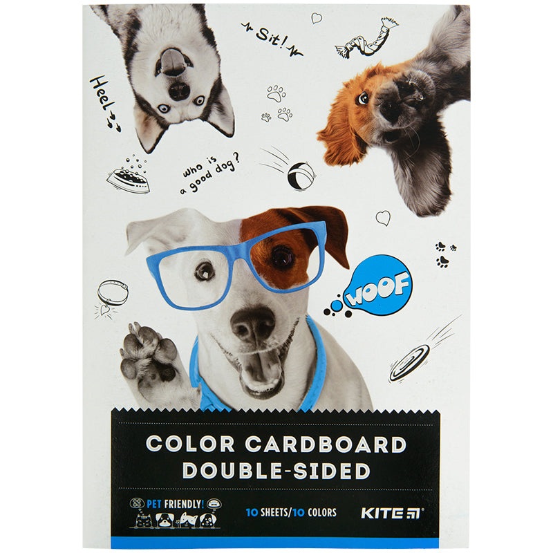 Color cardboard double-sided Kite Dogs K22-255-1, 4, 10 sheets/10 colors