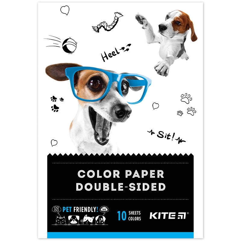 Color paper double-sided Kite Dogs K22-293, 5, 10 sheets/10 colors